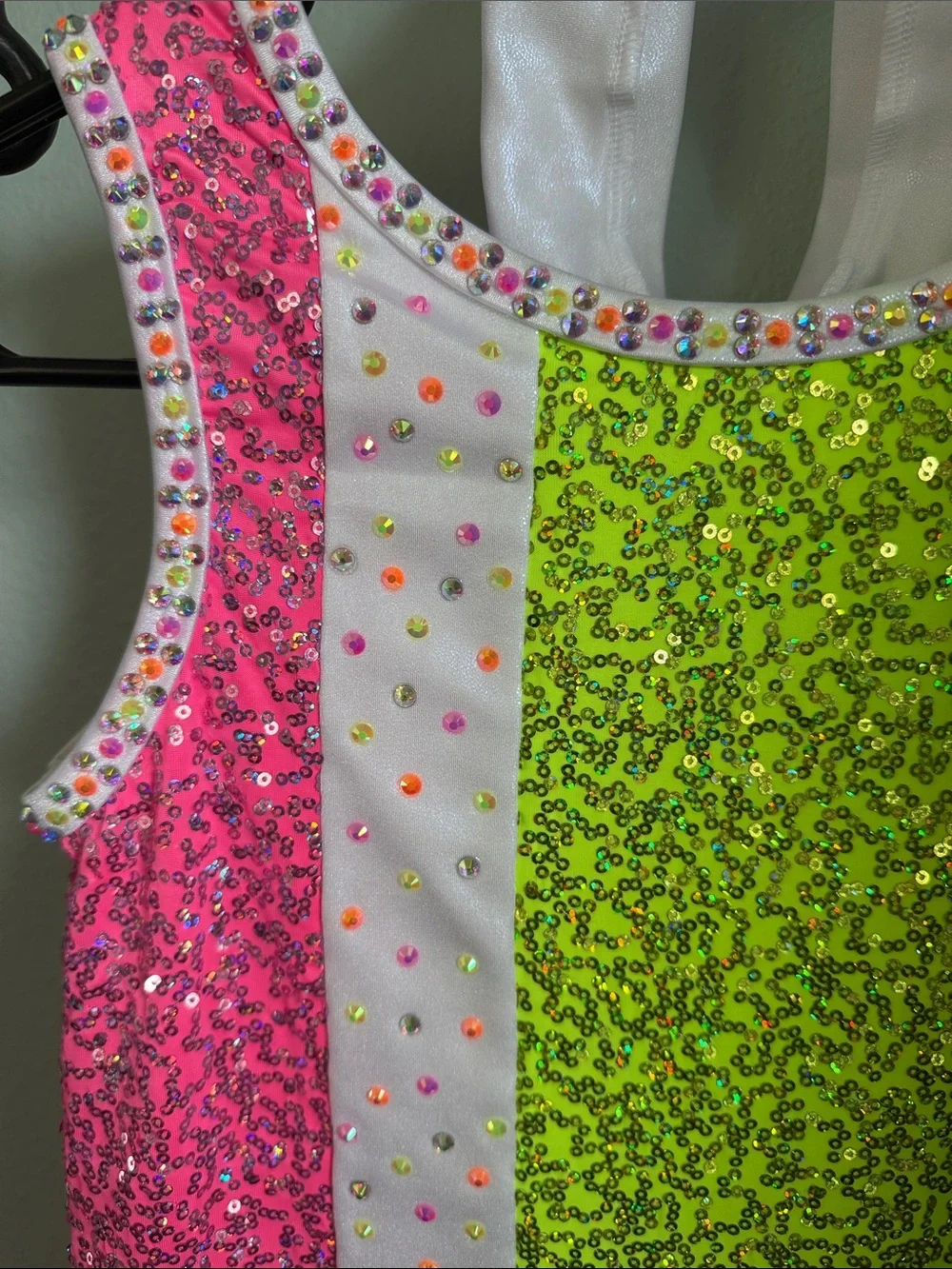 Style 25274 - Ring My  Bell Colorblock Halter Dress - Pink, Lime & Orange